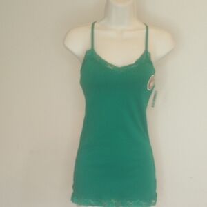 No Boundaries Green Lace Trim Cami Top Spaghetti Strap Sz M ( 7-9 )